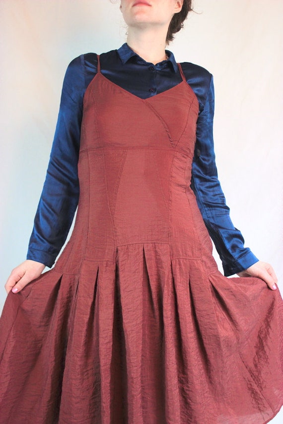 Y2k silk modal rusty red dress comfortable strapp… - image 6