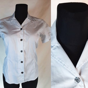 Y2k light blue button down sleeve shirt size 38 in cotton