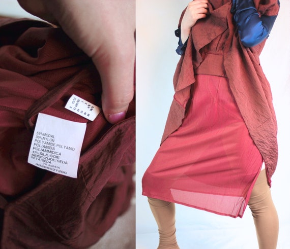 Y2k silk modal rusty red dress comfortable strapp… - image 8
