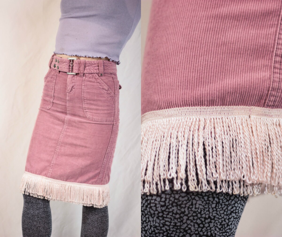 pink fringe skirt