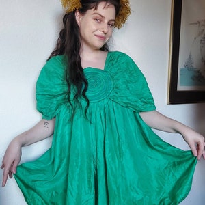 DRASHTA green silk bubble dress - avantgarde dramatic dress