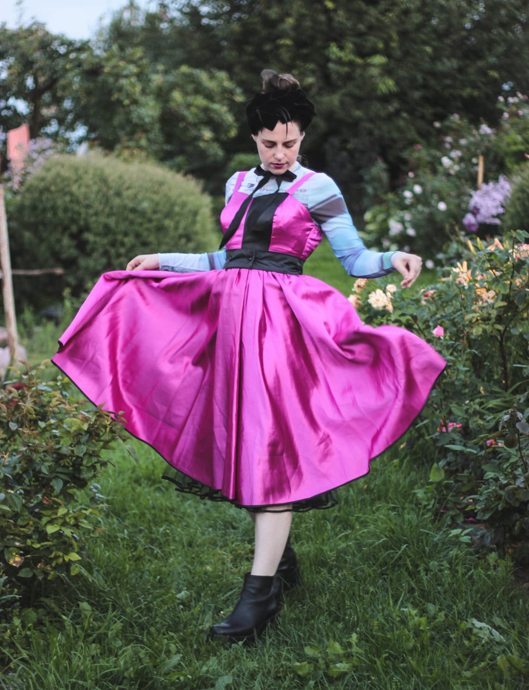 80s Pink Satin Sun Dress: Vintage Le Kress Striped Bustier - Etsy