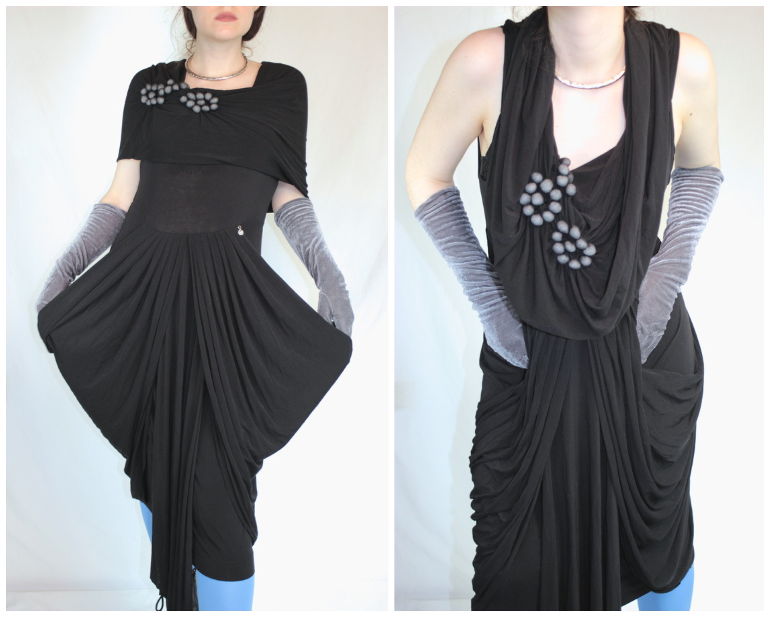 MARIAGRAZIA PANIZZI Dress Y2k Whimsigoth Modal Jersey Stretch 