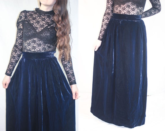 Vintage maxi velvet skirt Victorian style rayon v… - image 1