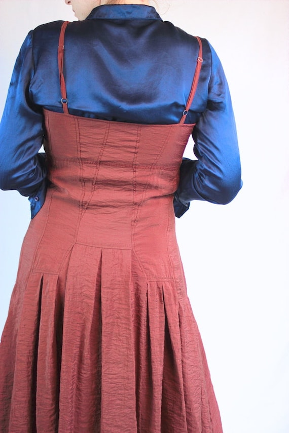 Y2k silk modal rusty red dress comfortable strapp… - image 10