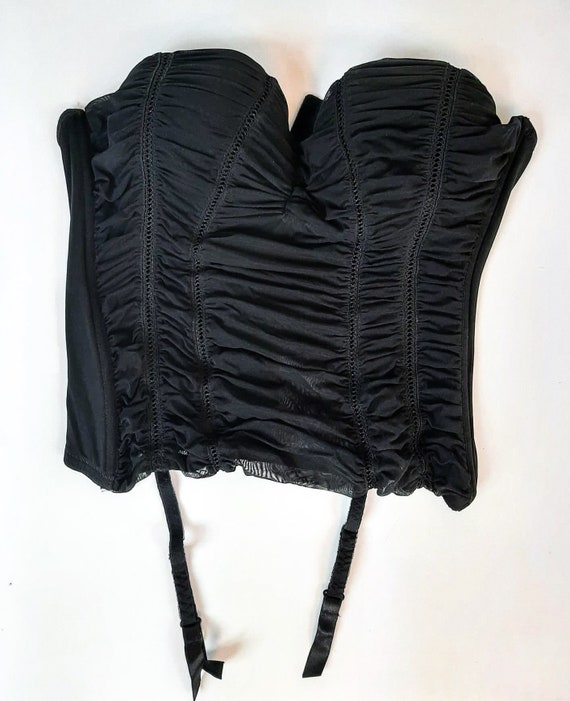 Y2k vintage corset sheer mesh black corsage gothic