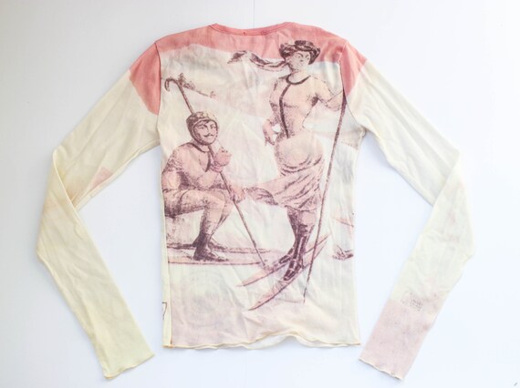 90s mesh top y2k art painting print mesh top Victo