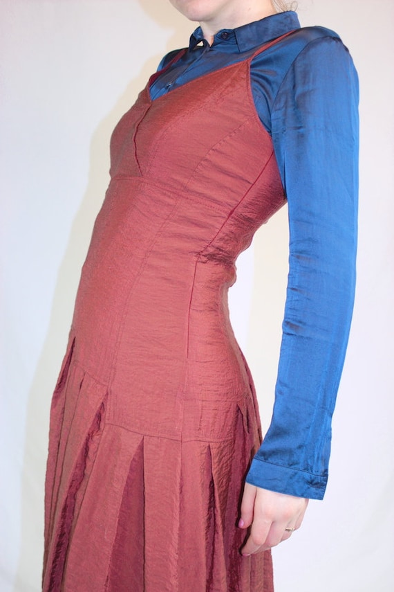 Y2k silk modal rusty red dress comfortable strapp… - image 7