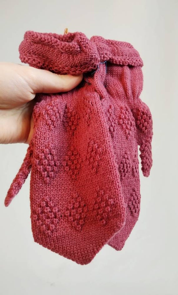 Vintage knit wool mittens deadstock pink wool mit… - image 4