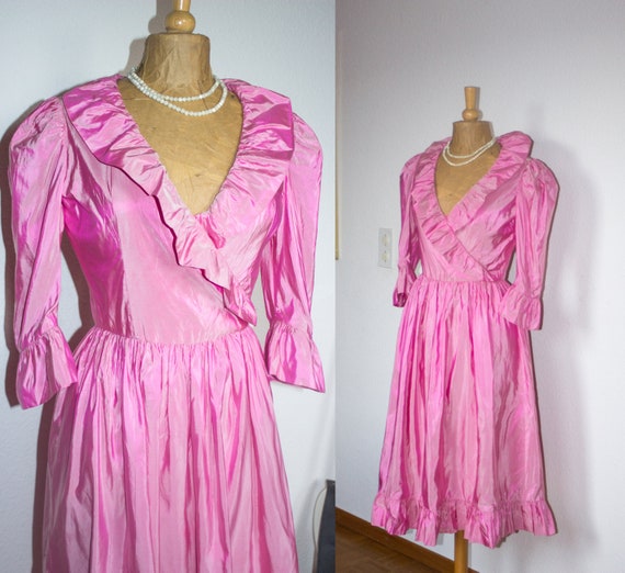 Vintage Lanvin dress in pink silk taffeta - image 1