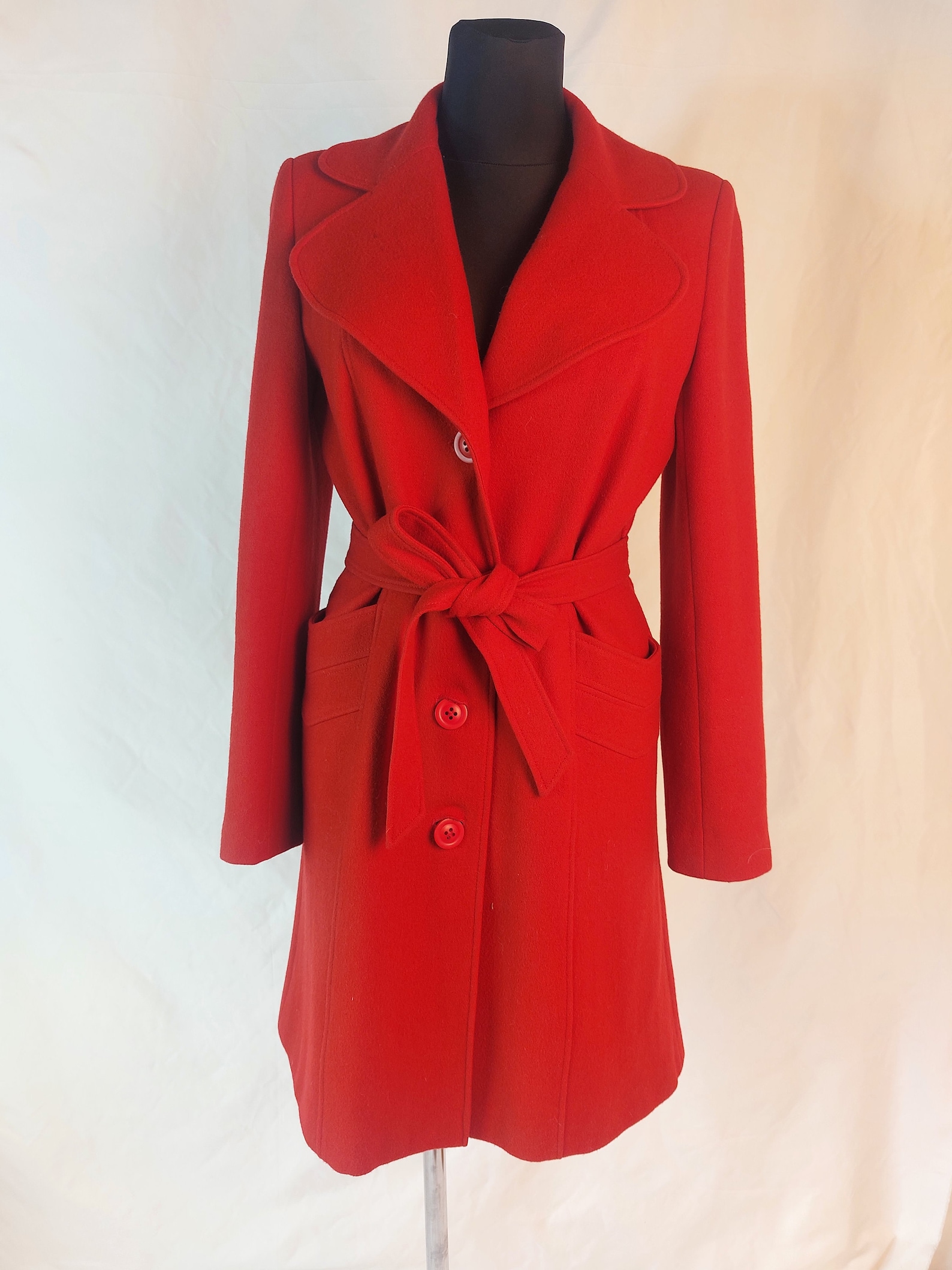 Y2k Red Wool Coat Elegant Retro Style Coat Size S M - Etsy