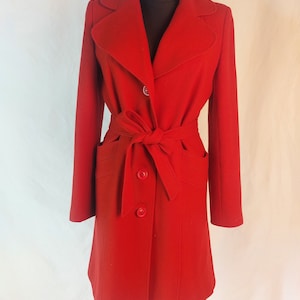 Abrigo de lana rojo Y2k elegante abrigo estilo retro talla S M