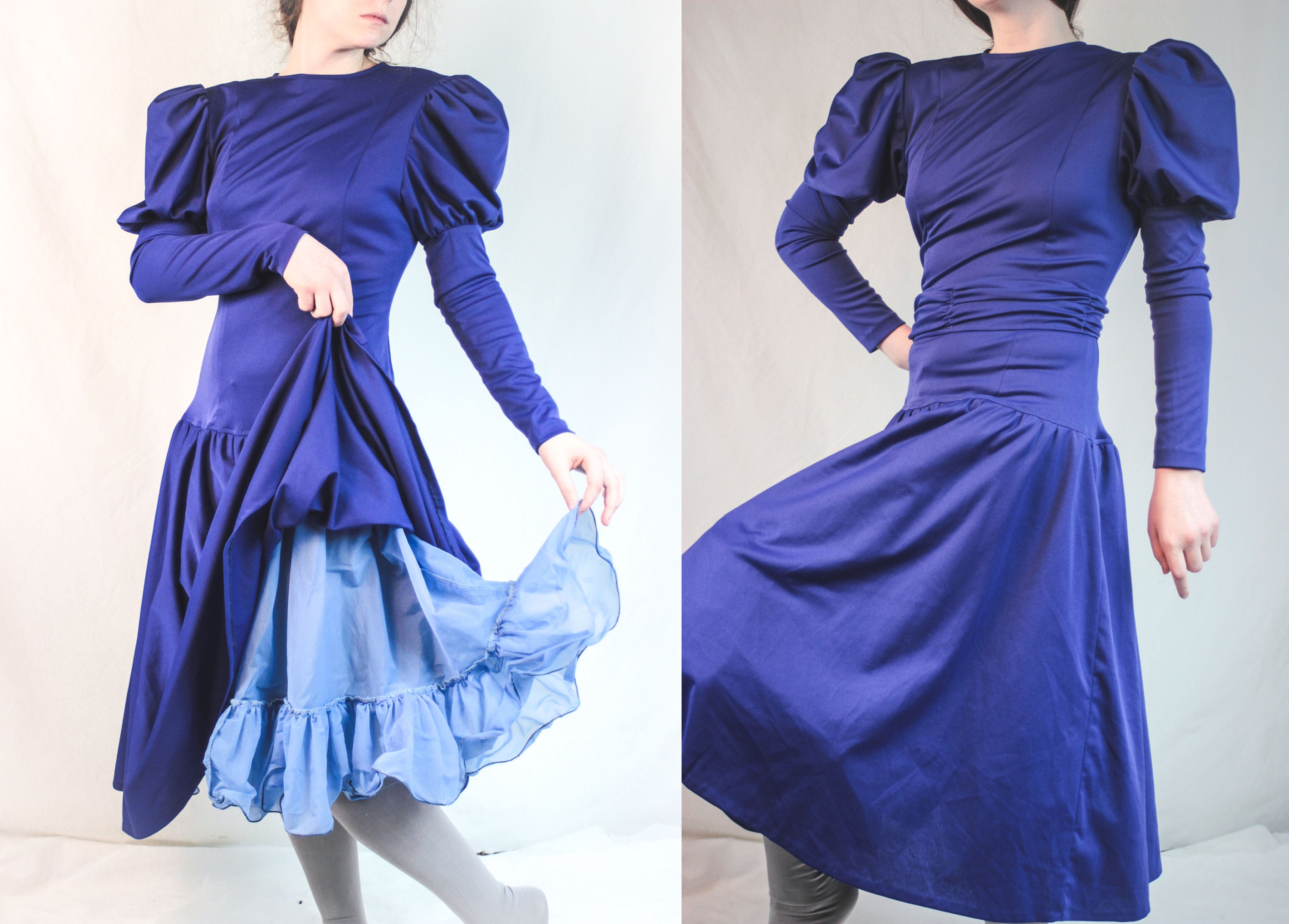 de fiesta de los 80 vestido azul volante frilly - Etsy