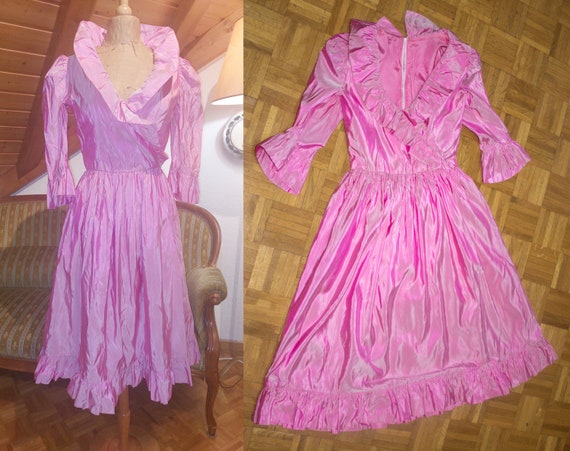 Vintage Lanvin dress in pink silk taffeta - image 8