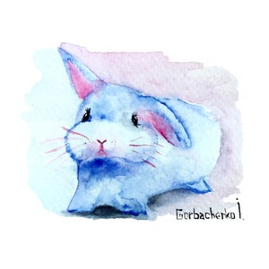 Original Aquarell ACEO Karten Aquarell Hase Illustration Hasen Malerei Niedliche Tier Kunst Ideen für Geschenk oder Wand Dekor
