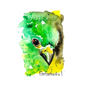 ACEO Akwarela Malowanie Ptak Oryginalna Karta ACEO Nowoczesna Sztuka Zwierząt Ptak Akwarela Ilustracja Sokół Wędrowny Akwarela ACEO autorstwa Ira