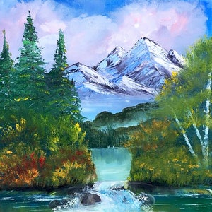 Mountain Lake Oil Painting: Original Landscape Art (30x40 cm)
