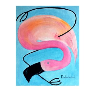 Original Flamingo Oil Painting: Tropical Bird Wall Art