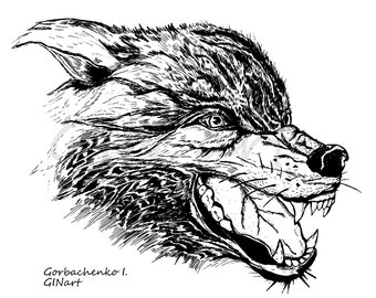 Minimalist Wolf Art Print: Black and White Animal Decor (Digital Download)
