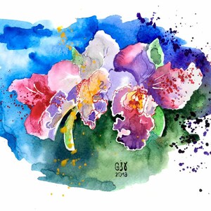 Flowers Abstract Watercolor Art for Decor Interior Abstract Flower Painting Colorful Flowers Watercolor Painting Watercolor by Ira