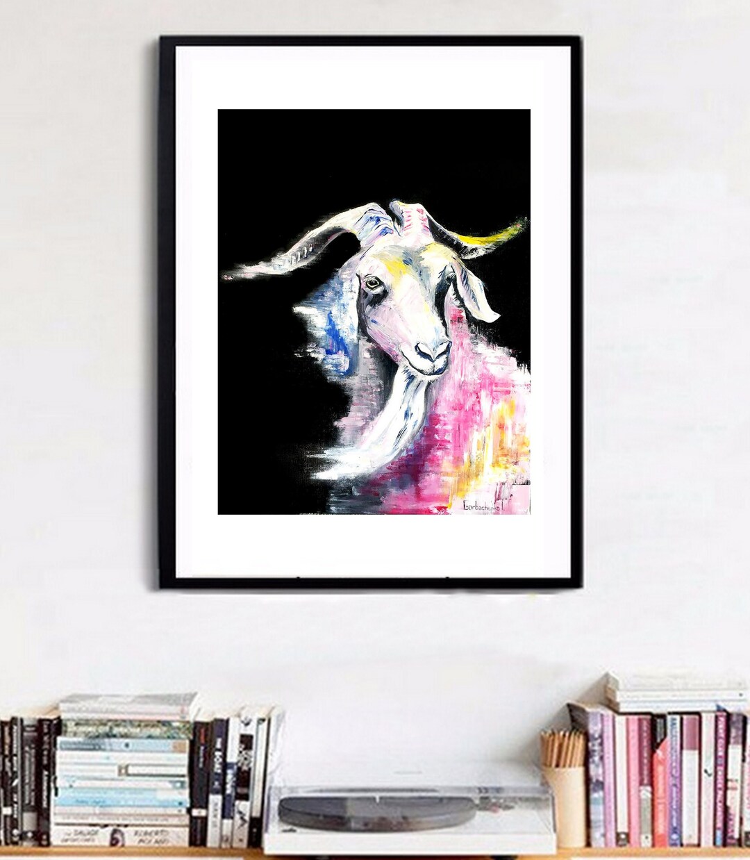 ヤギの油絵：質感のある抽象的な農場動物の肖像画 - Etsy 日本