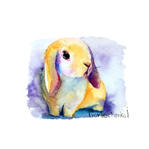 Acuarela Original Conejo Pintura Original Ilustración Arte Conejito ACEO Tarjetas Pintura Pintura para Regalos o Decoración Inicio