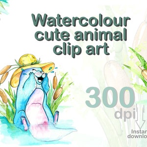 Printable Original Watercolor Lutra Instant Download for Wall Decor or Gift ideas Art Lutra Digital Print Love Drawing Clipart Design