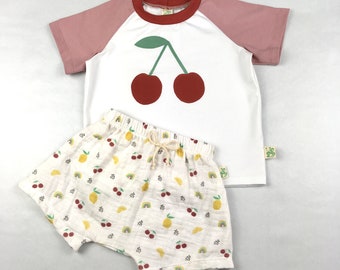 Organic | summer outfit | handmade baby clothes | children | unisex | T-shirt | short | bio | Musselin