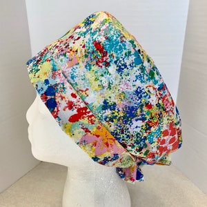 Paint Splatter Scrub Cap, Scrub Hat, Scrub Cap for Women, Scrub Hat for Women, Pixie Scrub Hat