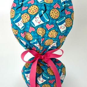Milk and Cookies Scrub Cap, Milk and Cookies Scrub Hat, Scrub Cap for Women, Scrub Hat for Women, ponytail Scrub Hat