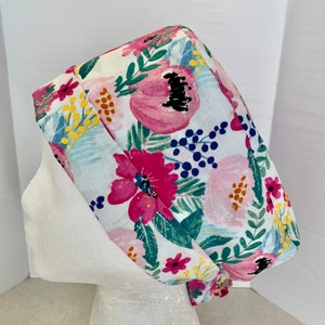 Floral Scrub Cap, Scrub Hat, Scrub Cap for Women, Scrub Hat for Women, Pixie Scrub Hat