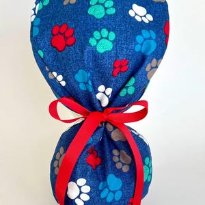 Paw Print  Scrub Cap,  Paw Print Scrub Hat, Scrub Cap for Women, Scrub Hat for Women, Ponytail Scrub Hat