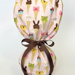 Ice cream Cones scrub hat, Scrub Cap, Scrub Hat, Scrub Cap for Women, Scrub Hat for Women, Ponytail Scrub Hat