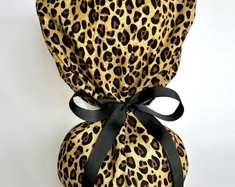 Leopard Print Scrub Cap, Scrub Hat, Scrub Cap for Women, Scrub Hat for Women, Pixie Scrub Hat