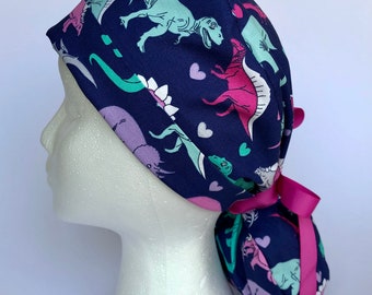 Dinosaurs Scrub Hat, Scrub Cap, Dinosaurs  Scrub Hat, Scrub Cap for Women, Scrub Hat for Women, Ponytail Scrub Hat