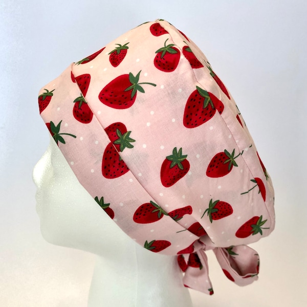 Strawberries Scrub Cap,  Scrub Hat, Scrub Cap for Women, Scrub Hat for Women, Pixie Scrub Hat