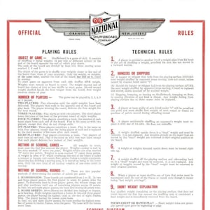 Restored National Table Shuffleboard Rules Poster - Set of 2 - ArtWork on this poster is incredible and Includes Rules for 5 Games!