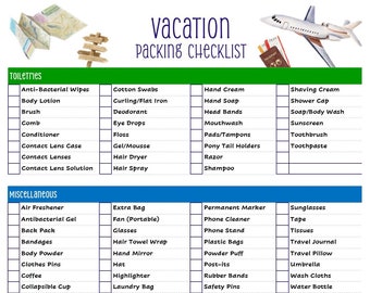 Reusable Vacation Packing List - Never Forget Essential Travel Items!  Laminated & Double Sided - The Perfect Packing list for All Ages