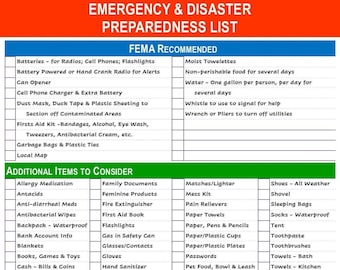Disaster & Emergency Preparedness Laminated Double Sided Checklist | Hurricane Tornado | Essential Planning Survival Guide With FEMA Info