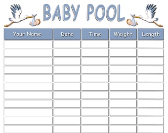 Baby Birth Game Pregnancy Due Date Guess Game Baby Shower Betting Game - Digital Download- Party Favors - Blue with No Gender Guess Style