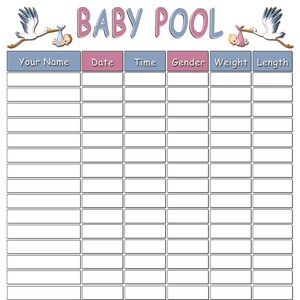 baby due date pool template