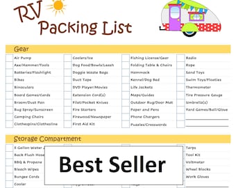 Ultimate RV Packing List Checklist - Digital Download Printable - Never Forget Supplies! Double Sided - Make Packing A Stress Free Vacation!