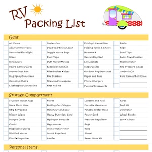 Reusable Ultimate RV Checklist - Packing List - Never Forget Items!  Laminated & Double Sided - Great for RV Hiking Camping Backpacking