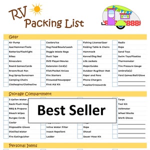 Ultimate RV Packing List Checklist - Digital Download Printable - Never Forget Supplies! Double Sided - Make Packing A Stress Free Vacation!