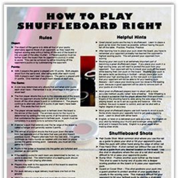 Shuffleboard Rules Etsy