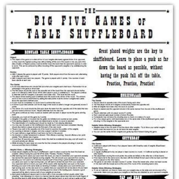 Shuffleboard Rules Etsy