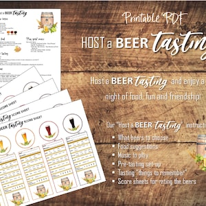 Classificação de degustação de cerveja para impressão Cartão de pontuação de voo + dicas de hospedagem - Jogo americano - Cerveja artesanal - Festas da Oktoberfest - Encontro noturno - Download instantâneo