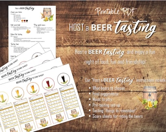Printable Beer Tasting Rating Flight Score Card + Hosting Tips - Placemat - Craft Beer - Oktoberfest Parties - Date Night - Instant Download