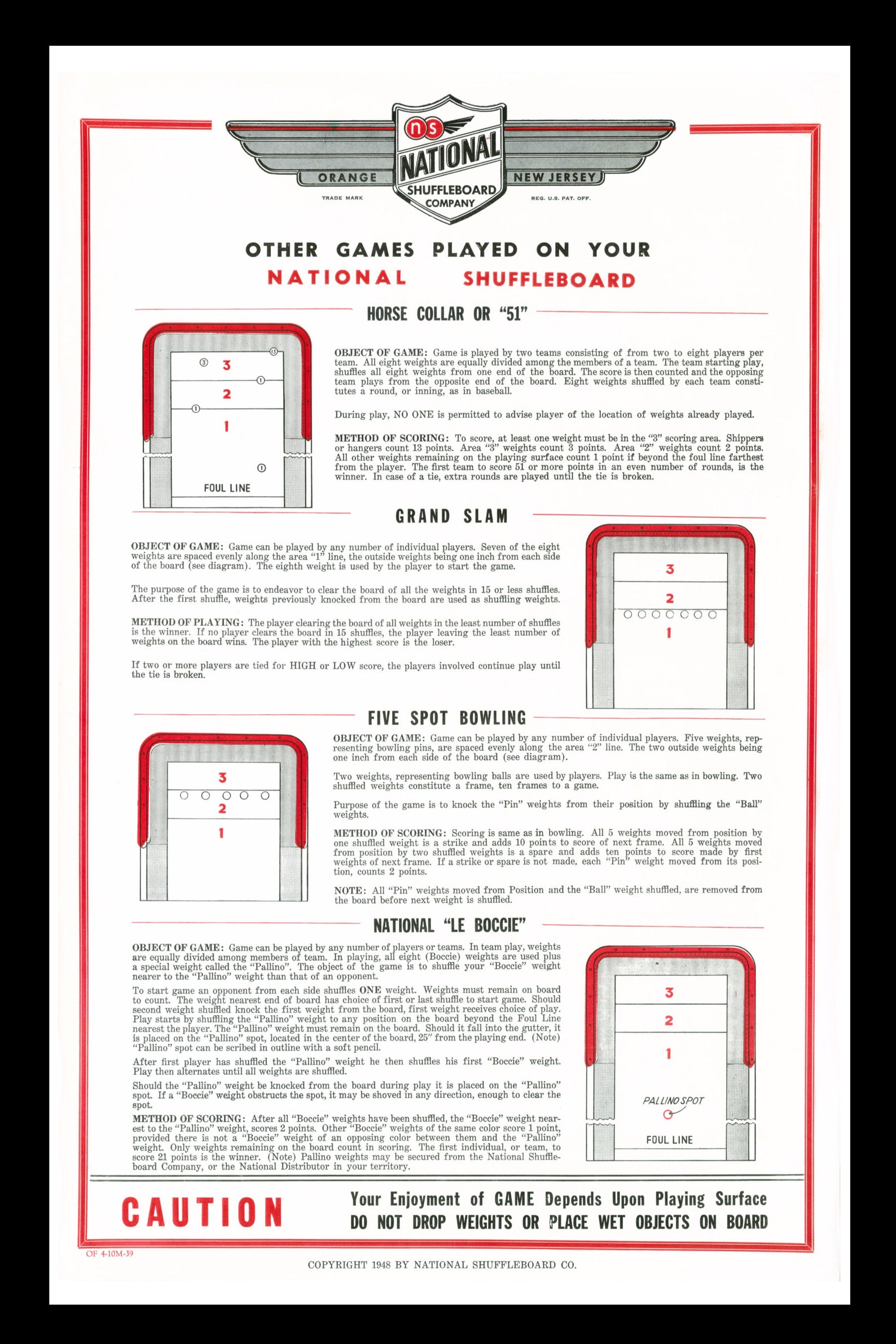 Framed Art National Table Shuffleboard Rules Poster Set of 2 Perfect