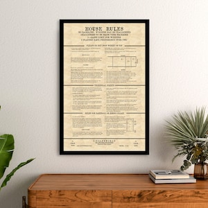 Old Time Table Shuffleboard House Rules - Framed Art - Perfect Shuffle board Accessory For Your Mancave Fancave or Gameroom - Great Gift